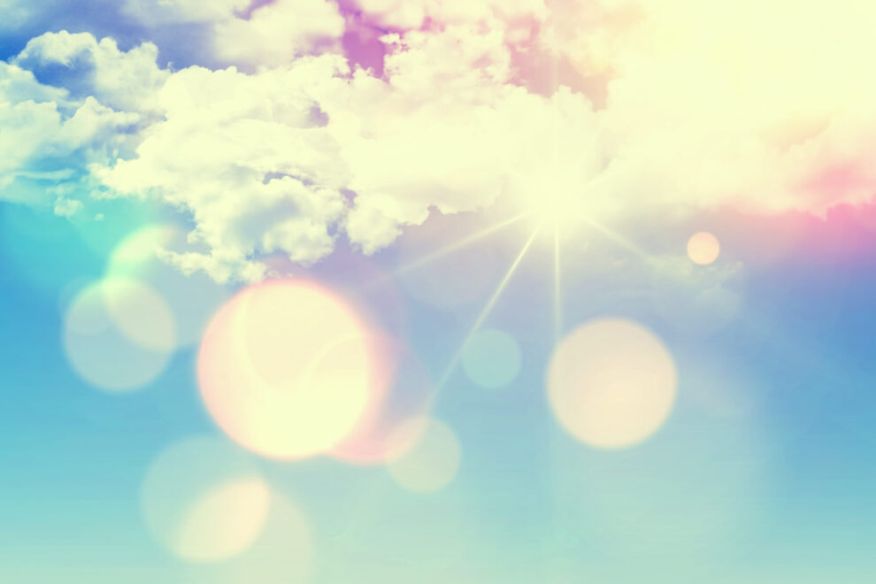 Sunny blue sky with retro effect